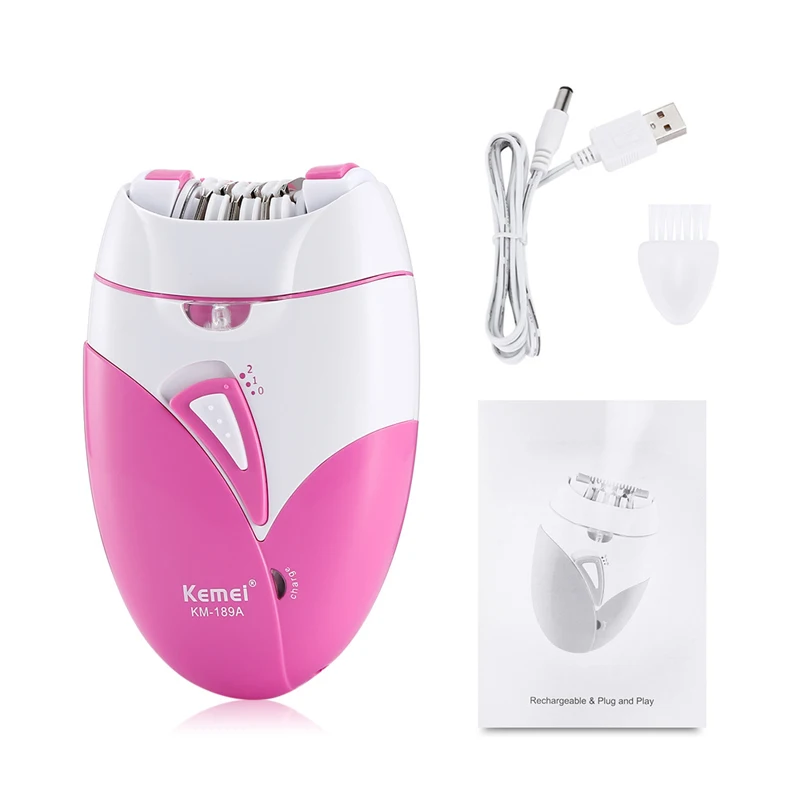 Kemei эпилятор для женщин перезаряжаемая машина для удаления волос электрическая бритва Леди для бикини тело лицо область подмышек USB зарядное устройство 40D
