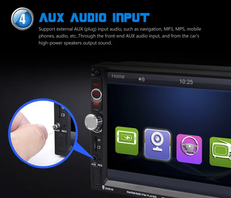 2 Дин Радио сенсорный экран USB/SD/Aux в Зеркало Ссылка для телефона Android ото Teypleri Bluetooth с камера и DVR 7 "HD