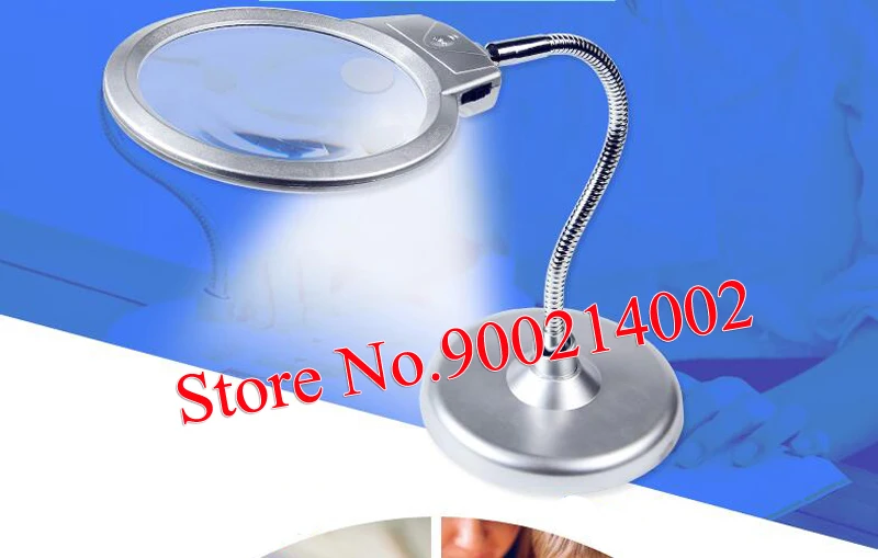 

Desk Magnifier Lamp with LED Illuminating Light 10X 20X Table Metal Hose Adjustable Magnifying Glass Reading Repairing Tool
