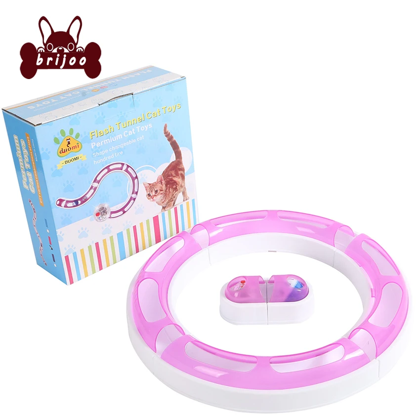 Cat Toys DIY Orbit Detachable Joint Puzzle Cat Toy Round Shape 4 Section Combined Type Puppy Pet Cat Turntable With Glowing ball