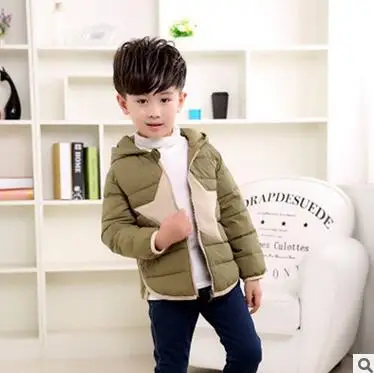 Новая детская одежда для мальчиков и девочек детские зимние пальто пальто с капюшоном пуховик для мальчиков и девочек - Цвет: Армейский зеленый