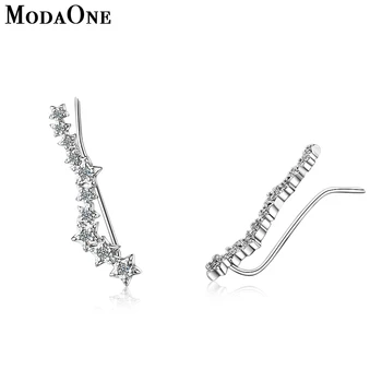

ModaOne Star Zircon 925 Sterling Silver Long Stud Earring For Women Fashion Jewelry pendientes kolczyki oorbellen aretes de