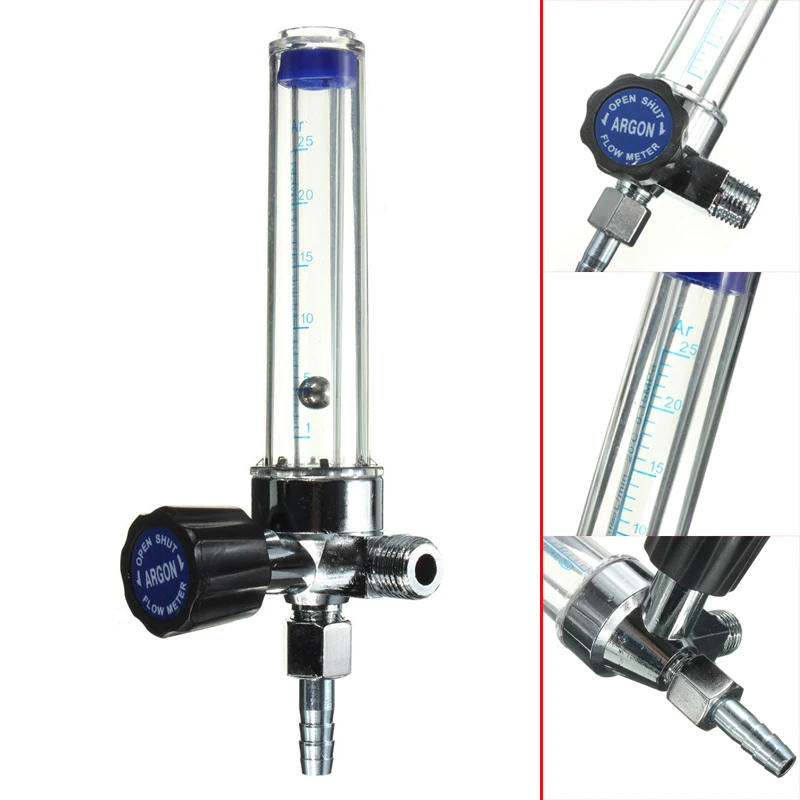 High Quality 1/4PT Thread 7mm Barb Argon Gas Flow Meter Welding Weld