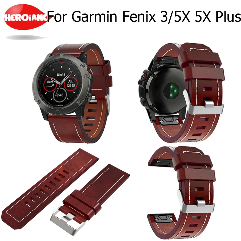 

New Leather wrist Watch Strap Easy fit quick Bracelet Belt 26MM For Garmin Fenix 3/ Fenix 5X 5X Plus Smart Watch band wristband