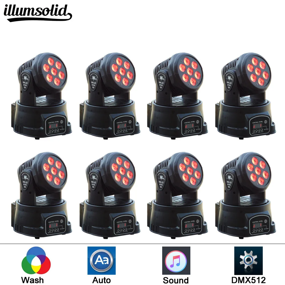 

8pieces/lot LED Mini moving head light 7X12W moving wash dmx 512 led effect dj lighting
