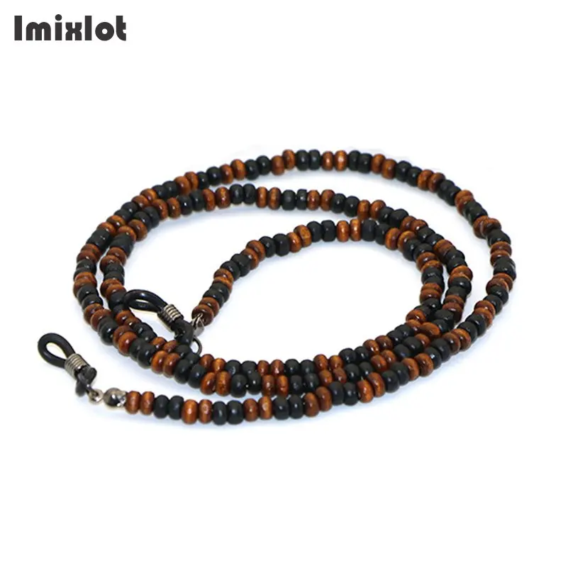 Цепочка для очков Imixlot деревянные бусы ручной работы шнур с бусинами черные и
