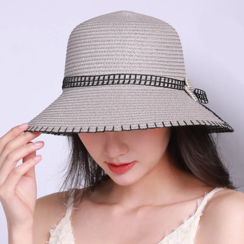جديد سترو قبعة واقية للنساء الصلبة عارضة القش قبعة الشريط ورقة الصيف كاب أنيقة قبعات الشاطئ الصيف النساء جديد سترو قبعة واقية للنساء الصلبة عارضة القش قبعة الشريط ورقة الصيف كاب أنيقة قبعات الشاطئ الصيف النساء