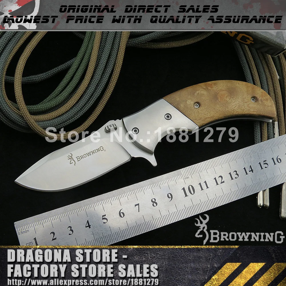 UTILITY POCKET KNIFE, BROWNING 518, STAINLESS STEEL BLADE WITH WOOD