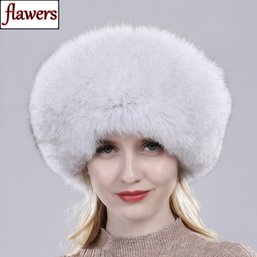 New Style Fashin Girl Genuine Fox Fur Hat Warm Soft Natural Fox Fur Bomber Caps Lady Luxurious Quality Real Fox Fur Hats