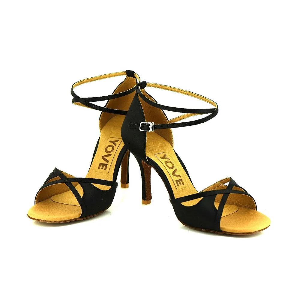 YOVE Dance font b Shoe b font Satin Women s Latin font b Salsa b font