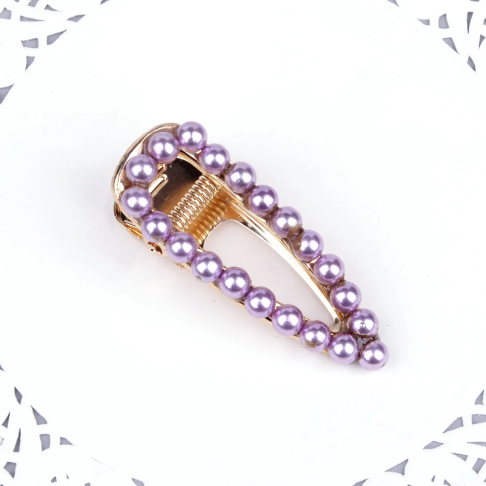 Purple Женская элегантная жемчужная Цветочная форма капли шпильки из сплава заколки для волос Заколки головные уборы милые Ins модные аксессуары для волос - Цвет: Purple