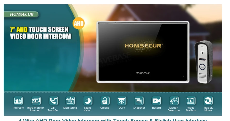 HOMSECUR 4 провода " видео домофон с сенсорным экраном монитор IP65 камера ИК ночного видения BC021HD-S+ BM718HD-B