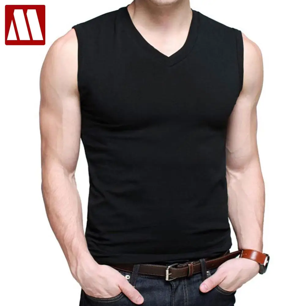 Mens-Cotton-T-Shirts-V-Neck-Short-Sleeve-Summer-Fashion-Male-Muscle ...