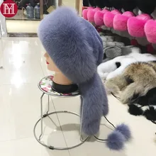 Стиль, роскошная зимняя Русская Шапка из натурального Лисьего меха, женская шапка хорошего качества из натурального меха лисы и кролика рекс