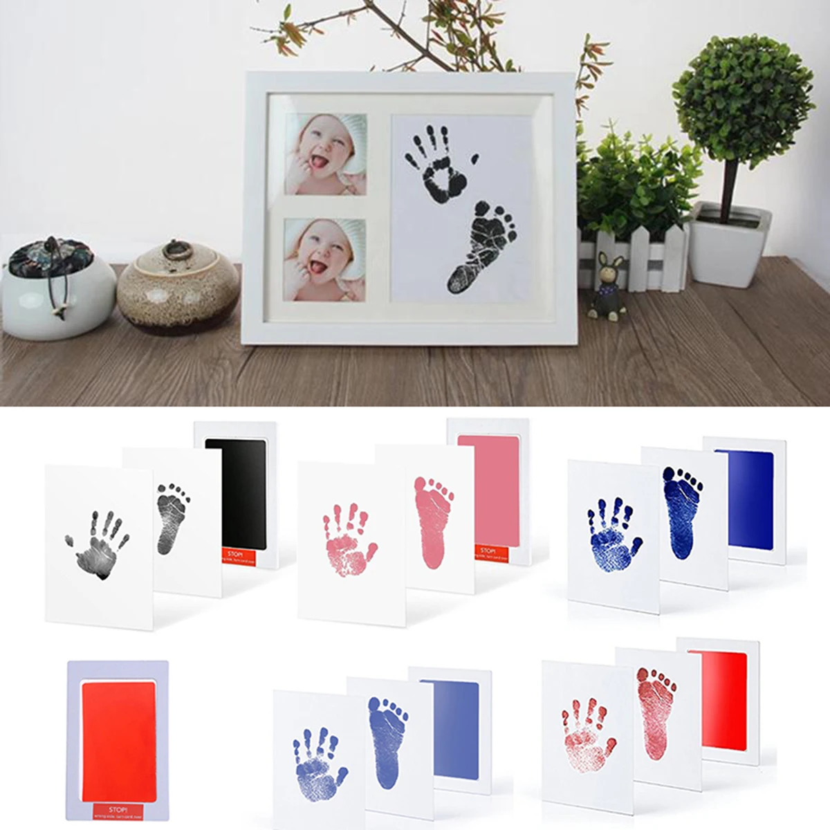 رعاية الطفل غير سامة الطفل إطار صور DIY بصمات البصمة بصمة عدة الطفل التذكارات الصب الطين طباعة الوليد مختمة اللعب