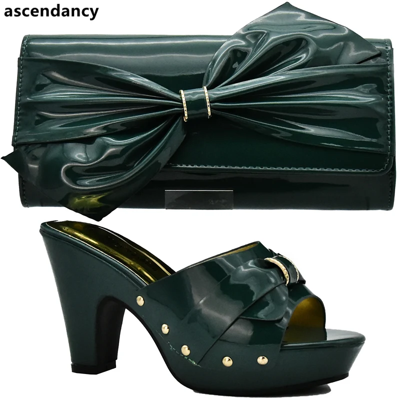 

Latest Green Color Matching Shoes and Bag Set In Heels Italian Women Shoes and Bag Set Party Shoes and Bag Sets Wedding Shoes