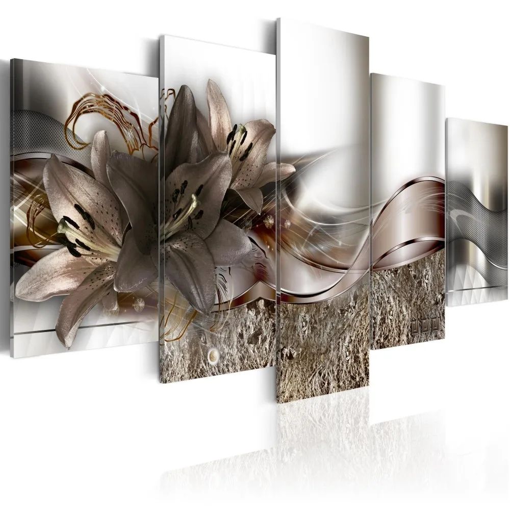 5 шт./компл.(без рамки) HD печати картина холст фиолетовый плакат с орхидеей цветы Настенная картина Современный домашний декор для стен Подарки для любви - Цвет: Brown