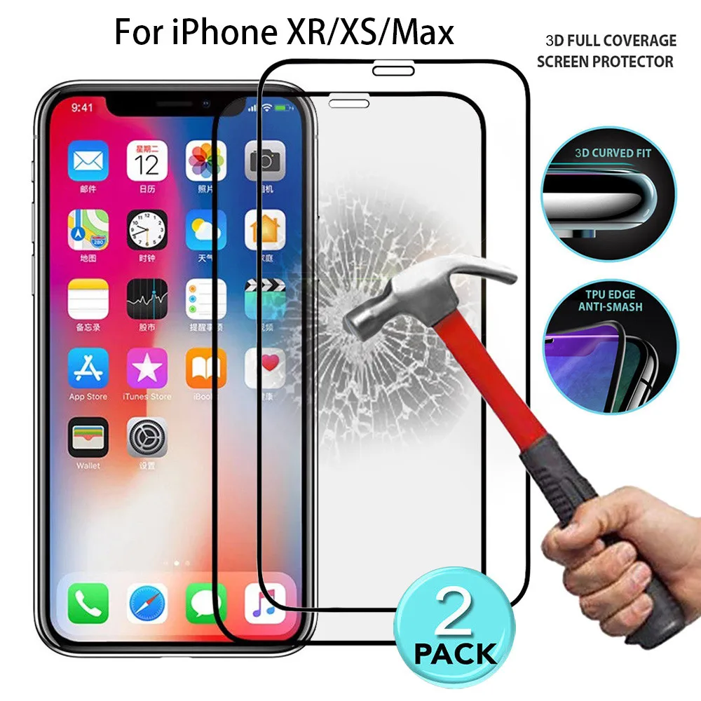 2 шт 3D Защитное стекло для iPhone XSMax XS Max XR защита стекла iPhoneXS iPhoneXSMax Закаленное