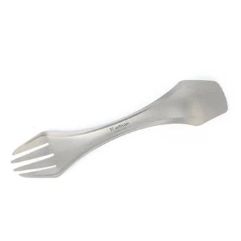 

Tiartisan Titanium Spoon Fork Knife 3 in 1 Ultralight Pure Titanium Tableware for Outdoor Cycling Camping Picnic Flatware