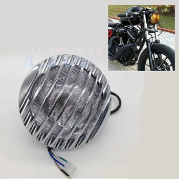 

6'' 3/4'' Refit Chrome Round CNC Grill Cover Lights Motorcycle Halogen Headlight Fit For Harley Sportster XL883 XL1200