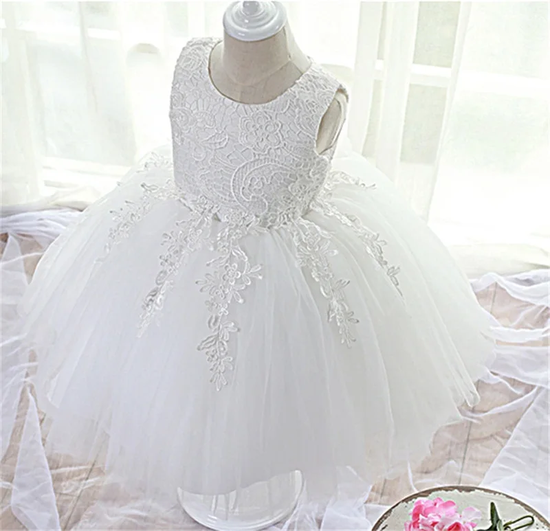 Белое Кружевное пасхальное платье с цветочным узором для девочек; одежда для маленьких детей; платье для выпускного бала