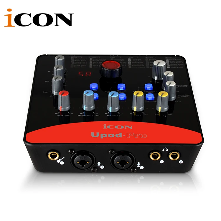 Профессиональная внешняя звуковая карта ICON upod pro 2 микрофона В/1 гитарный вход, 2-выход USB интерфейс записи 48V фантомное питание оборудовано