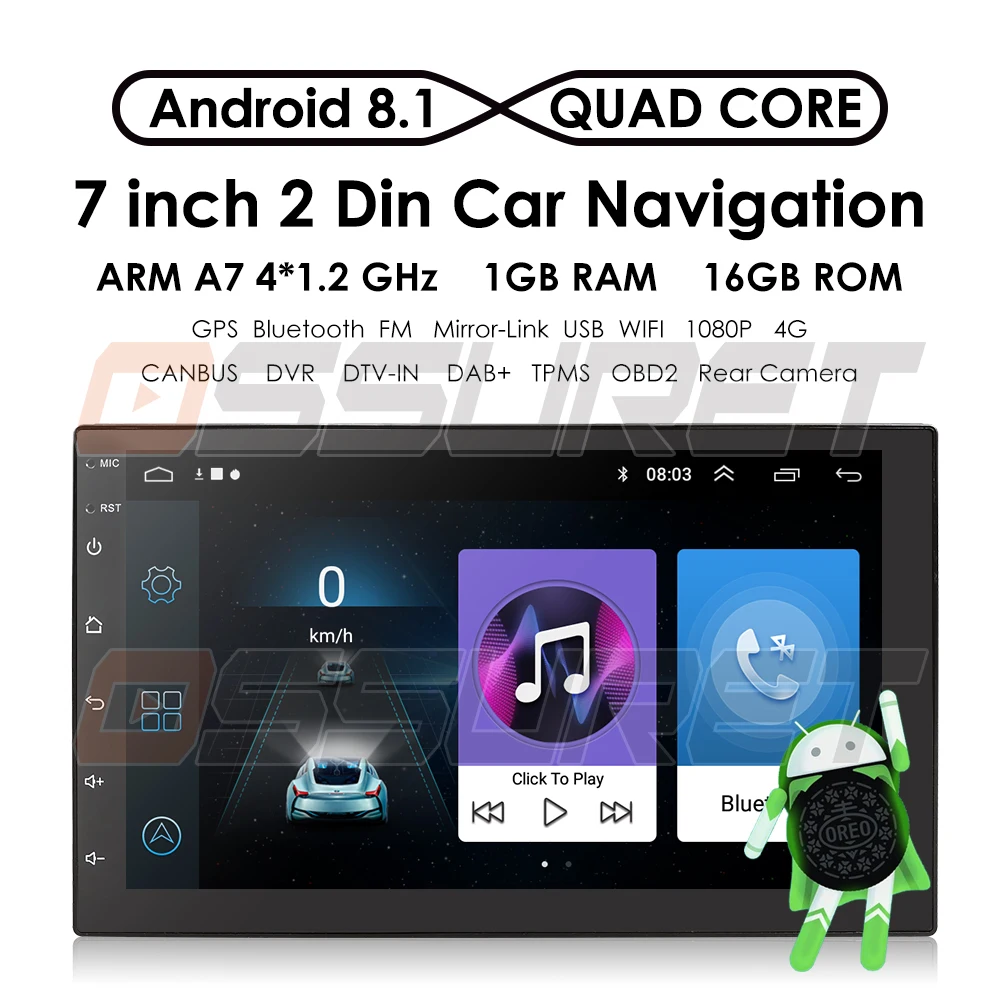 Cheap Hizpo 2din  Android 8.1 Universal GPS Radio Stereo Audio Car Multimedia Player For Nissan For KIA For Toyota For Honda TPMS 2