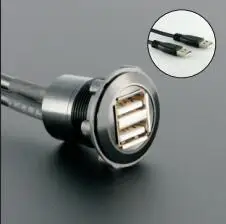 22 мм Монтажный диаметр металл 2x USB2.0 Женский A-MALE A 2x60 см проводка