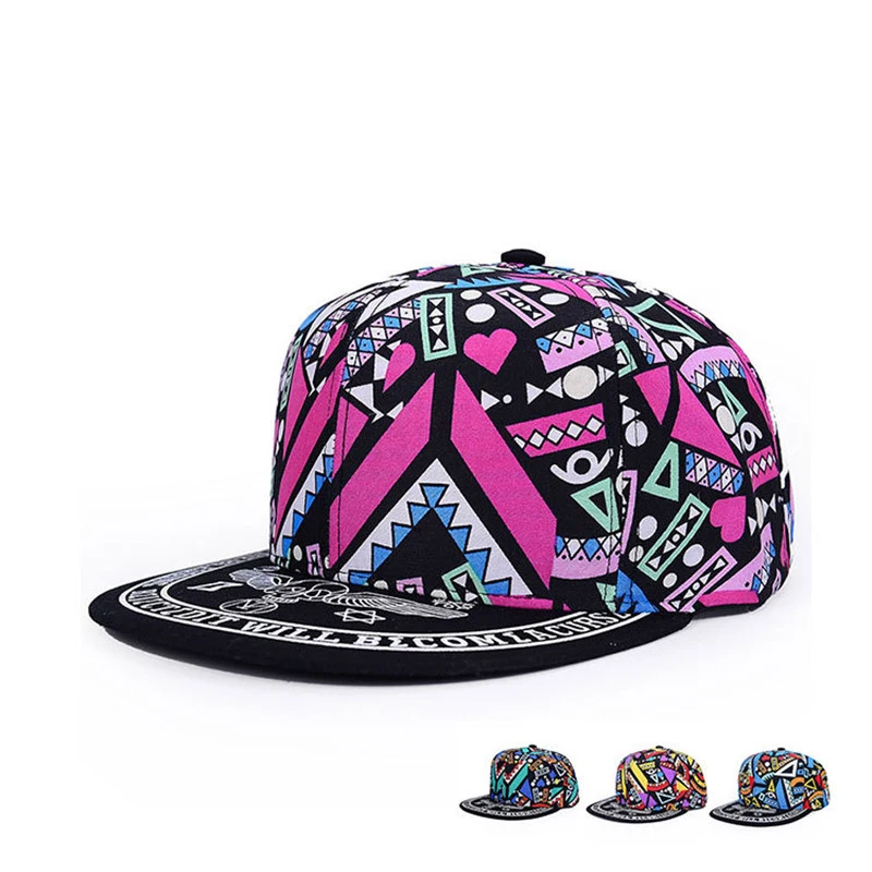 

Unique Personality Color Graffiti Snapback Caps Flat Hip Hop Cap Outdoor Baseball Hats For Men and Woman Bone Casquette Dad Caps