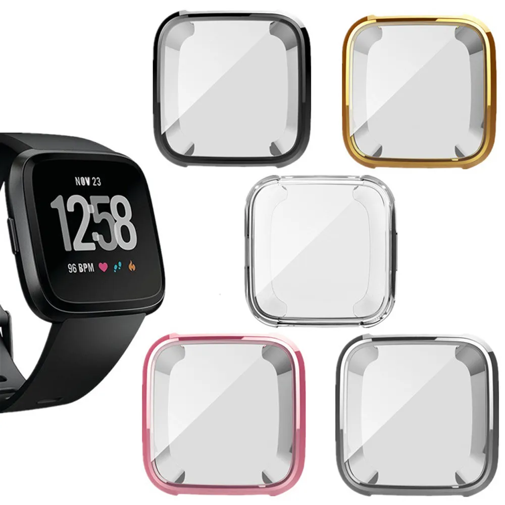 

2019 Newest Fashion For Fitbit Versa Screen Protector Case Full 360 Protection Gel Bumper Cover Funda de silicona