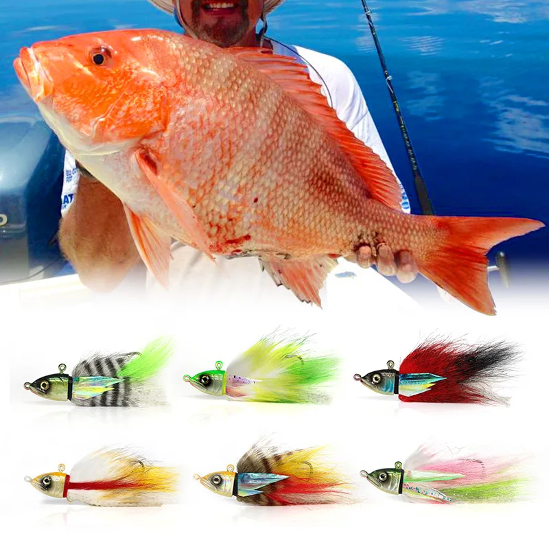 Bucktail Jig fishing lure Snapper jigging 40g 60g 80g125g steel head hook saltwater deep sea