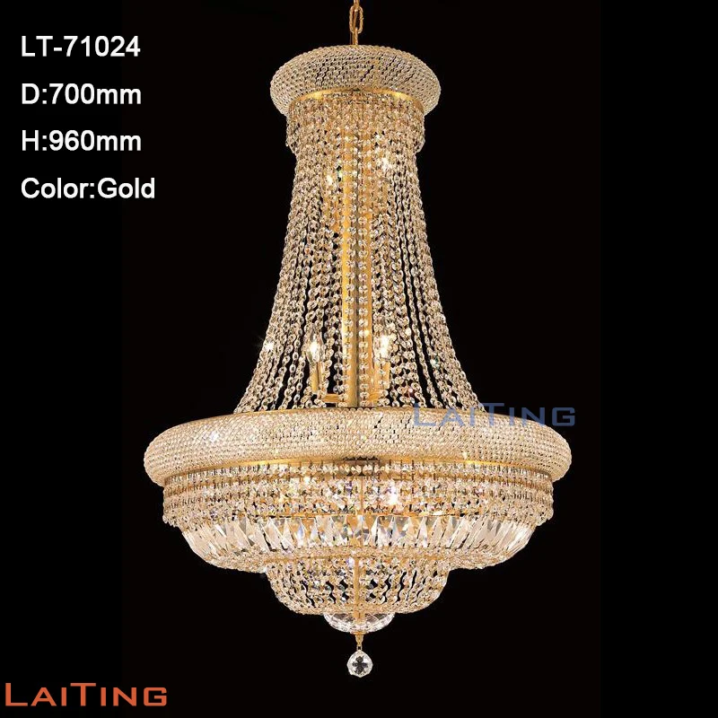 Laiting Lighting 71024 диаметр 60 см классическое золото K9 фойе хрустальная люстра осветительная арматура для гостиной - Цвет корпуса: D700mm