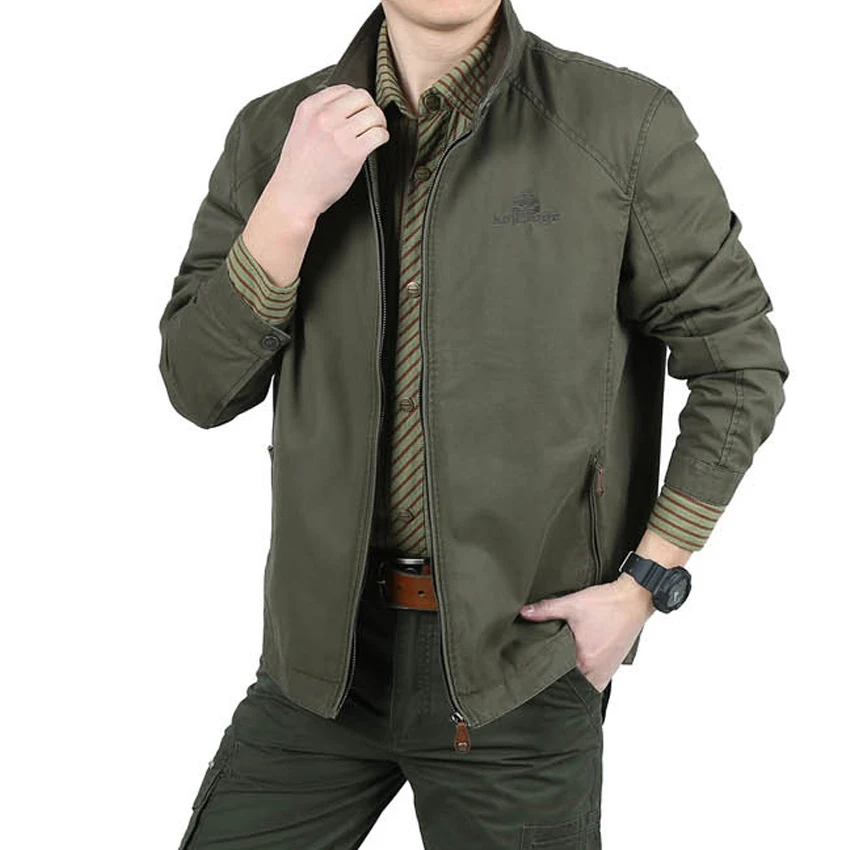 Мужская куртка в стиле милитари, верхняя одежда, пальто, большие размеры, зеленый и хаки цвета, AFSJEEP, куртки для мужчин 145