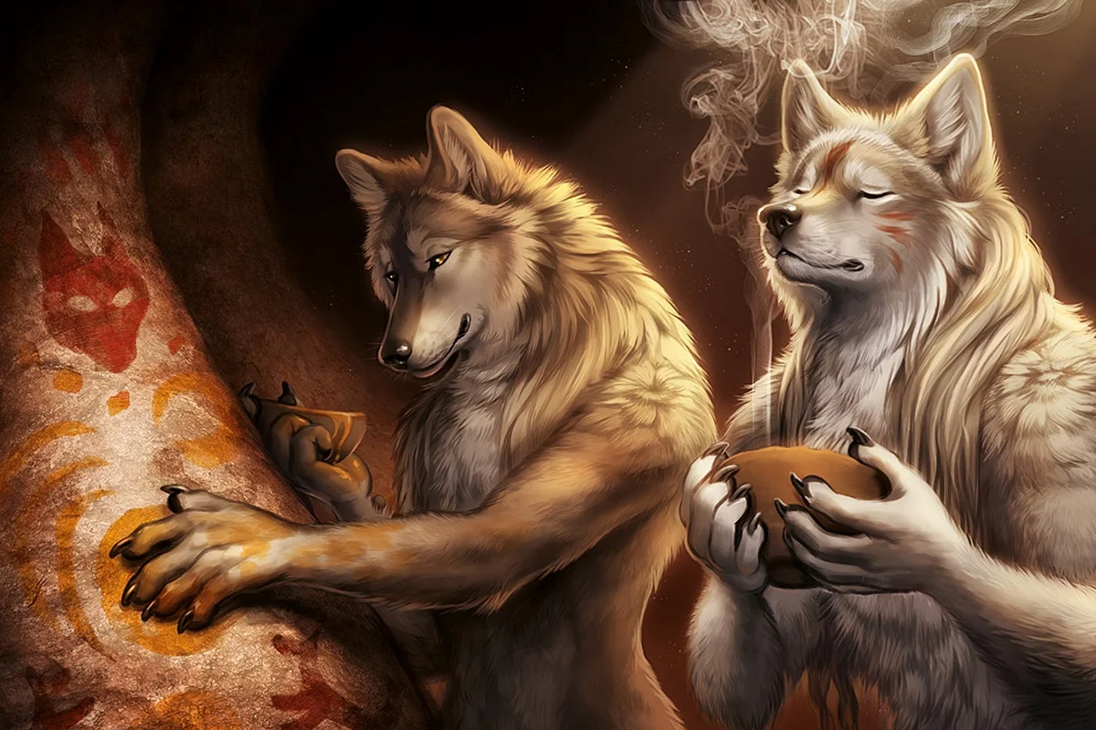Art wolves cave smoke tmd666 custom print wall decor fabric poster