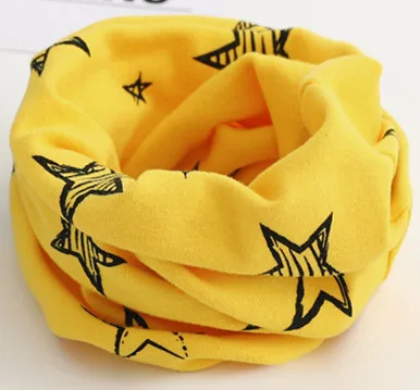 Новинка; осенне-зимний детский шарф со звездами и сердечками; Детский шарф для мальчиков и девочек; хлопковый детский шейный платок; Детские шарфы - Цвет: star yellow