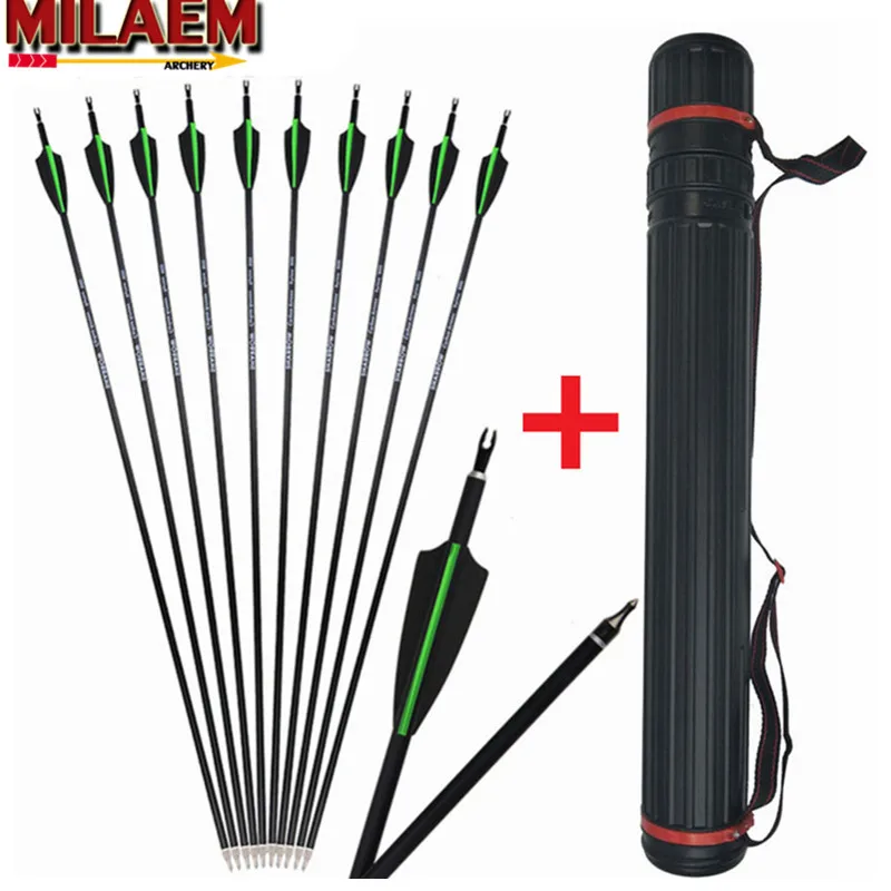 12Pcs 30" Archery Carbon Arrows Spine 500 Replacement Broadhead With