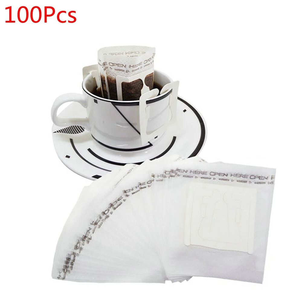 100 Pcs Coffee filter bag Portable Home Office Travel DIY Drip Coffee