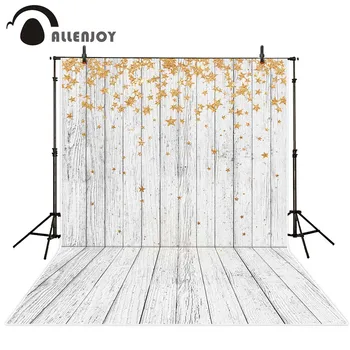 

Allenjoy photography White wood board sparkling glitter spray backdrop golden stars children background for photo studio