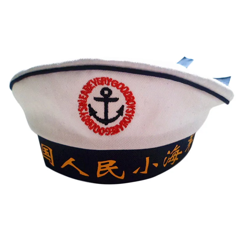 Армейские кепки для детей китайские моряки капитан, для косплея белая шляпа военно-морские силы Кепка ЯКОРЬ МОРСКОЙ лодочный детский морской колпачок s