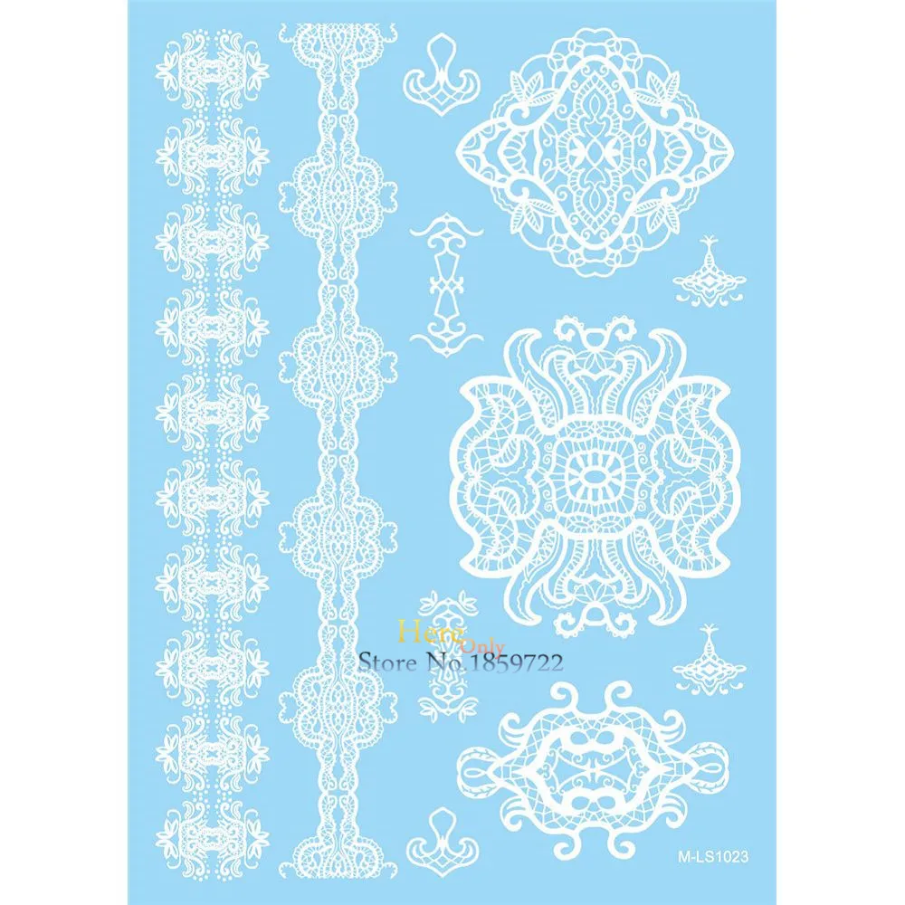 

1PC Body Arm Art Shoulder Decals Flash Temporary Tattoo Sticker White Flower Lace Jewel Design Waterproof Tattoo Wedding HLS1023