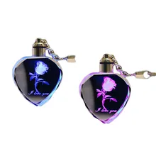 1pc Artificial crystal rose keychain night lamp glowing night light for baby's bedroom dectoration kids lamp small light
