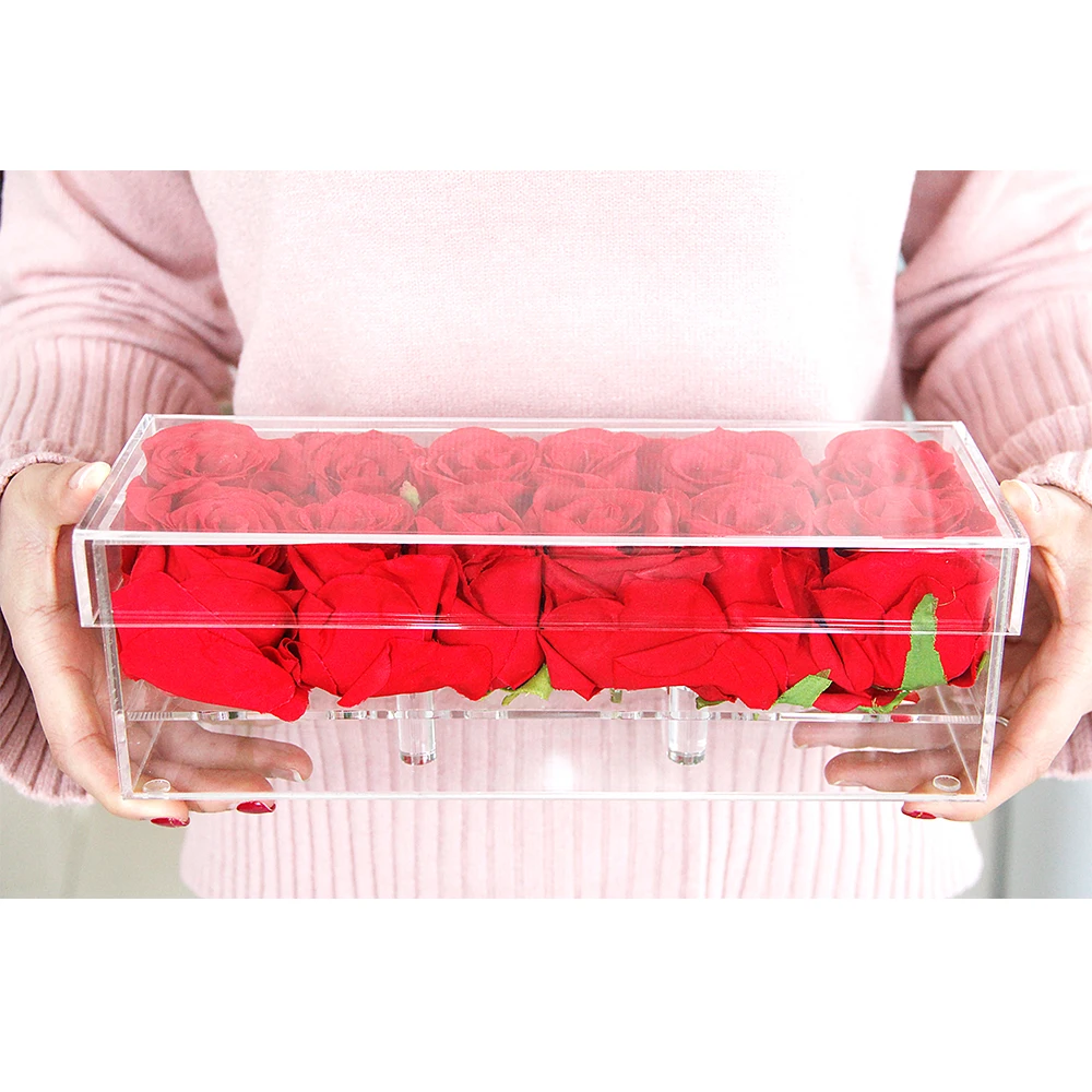 Акриловый чехол в цветочной коробке с розами, подарок на год, Рождество, День Святого Валентина, подарок для девушки без цветов