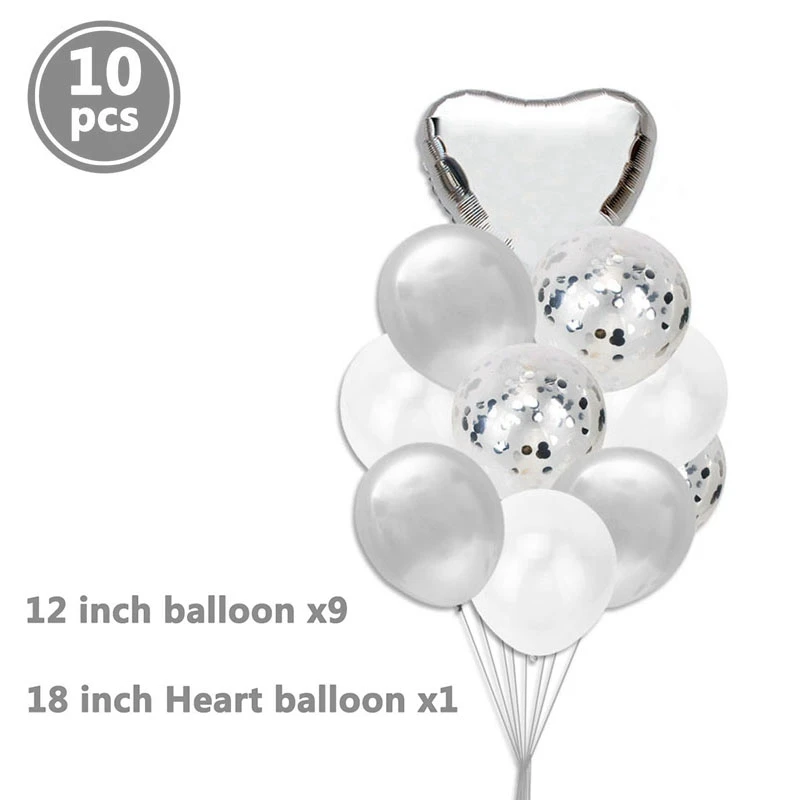 Пустышка, Детские латексные воздушные шары из фольги, вечерние украшения для мальчиков и девочек - Цвет: 10pcs heart silver