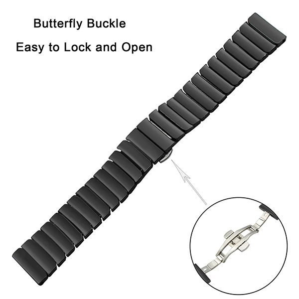 20 мм Полный керамический ремешок для часов+ инструмент для Xiaomi Huami Amazfit Bip BIT PACE Lite Youth Watch Band сталь Бабочка Пряжка ремешок