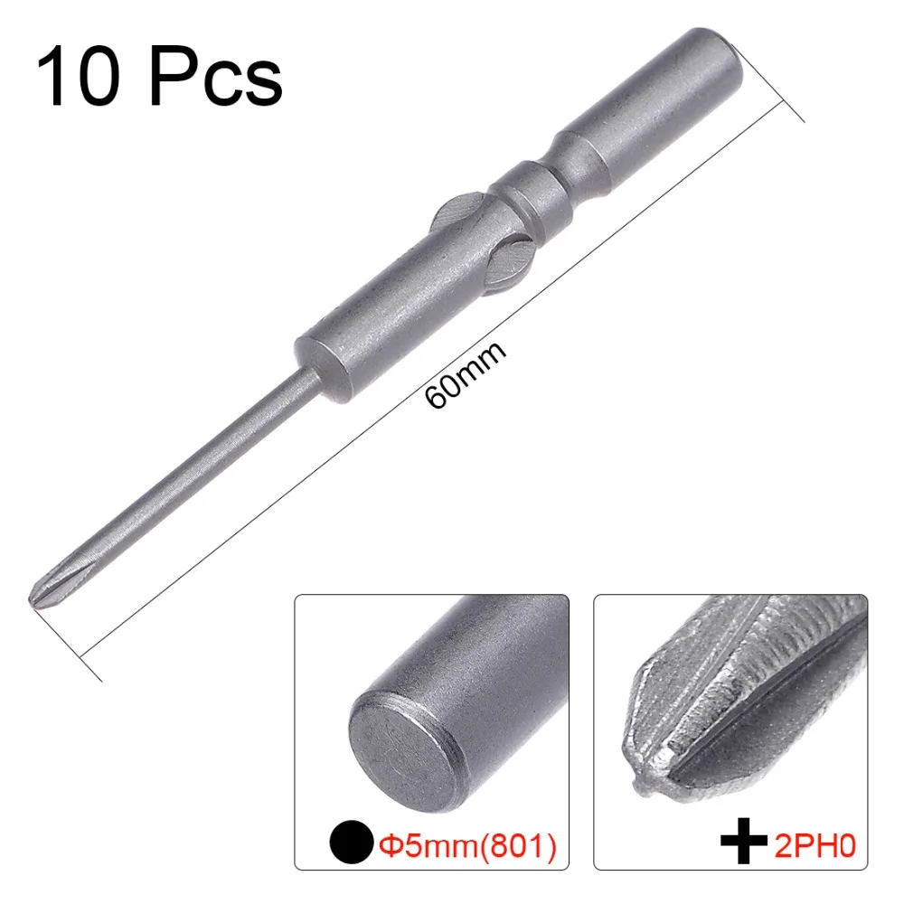 UXCEL 10 шт 3/4/5 мм хвостовика 60/80 мм Длина 2/2. 5 мм Phillips PH0 Магнитная S2 отвертки Главная DIY заменить крестовая отвертка