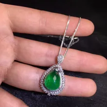 AIGS Fine Jewelry Certificate Real 18K White Gold AU750 Natural Green Emerald 8.79ct Gemstones Pendants for Women Fine Necklace noble jewelry emerald cut 6x8mm solid 18k two tone gold natural diamond tanzanite pendants jewelry for women wp070