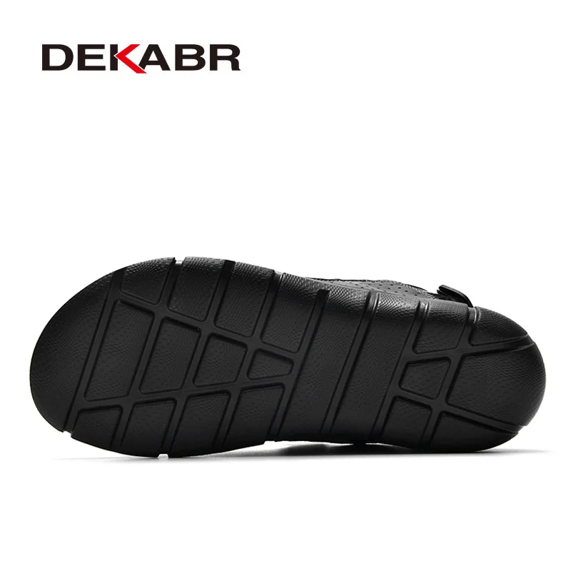 DEKABR Brand Men's Casual Shoes Genuine Leather Sandals Men Flip Flops Breather Slippers Plus Size 38~48 Summer Sapato Masculino