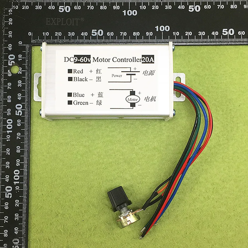 PWM DC мотор бесступенчатый регулятор вход 9 в 12 В 24 в 48 в 60 в импульсный ширина регулятор скорости двигателя 1200 Вт 25 кГц выход контроллера 0-20A