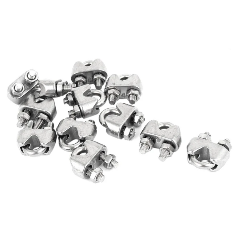 

12 Pcs Threaded 6.5mm 1/4" Wire Rope Clip Cable Clamp Fastener