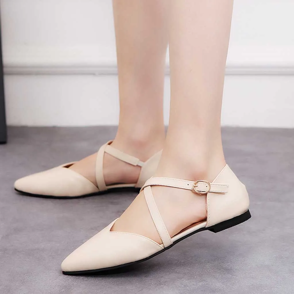 

BZBFSKY Women Flat Sandals 2019 Buckle Leather Gladiator Sandals Women Low Heel Summer Sandalias Mujer Ladies Shoes